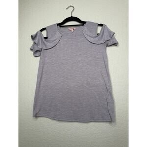 Juicy Couture XS Gray Cold Shoulder Ruffle Sleeve Top
